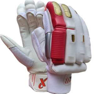 Thrax ST 1800 Cricket Batting Gloves White Red Gold (Youth Size Right-Handed)