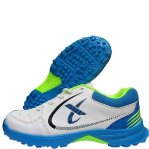Thrax Power Boost Cricket Stud Shoes White Sky Blue Neon Green