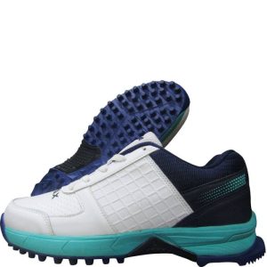 Thrax Hoop Cricket Rubber Stud Cricket Shoes White Blue Sea green