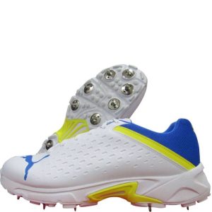 Puma 22.2 Spike Cricket Shoes White Yellow Blaze Blue